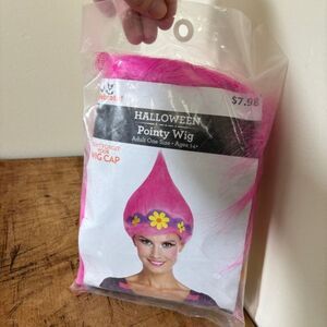 Vibrant Pink Hair Wig Pointed Costume Wig New in Package